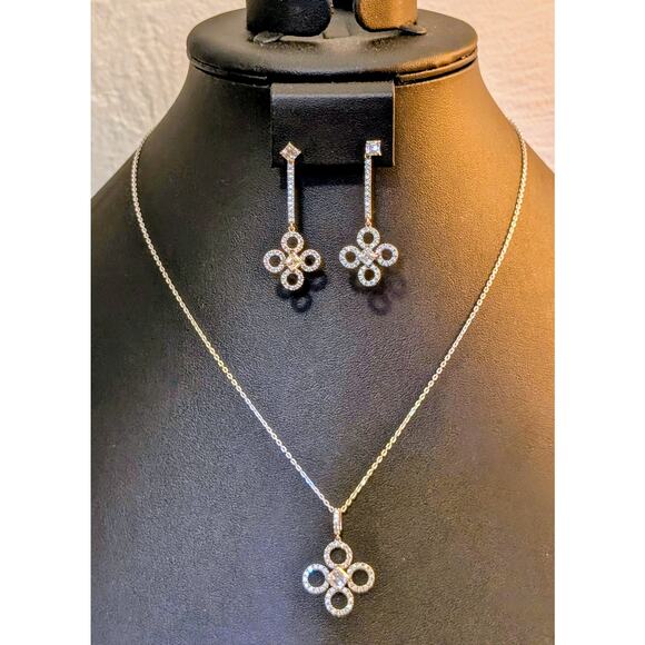 Signed Daniel K DANI 'Clover' Drop Earrings & Pendant Necklace Set - Picture 11 of 16